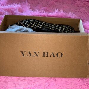 Yan Hao Black and Gold Women's Flats